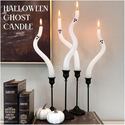 4 Pack Ghost Taper Candles
