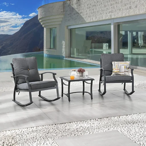 Winston Porter 3-Piece Outdoor Rocker Conversation Set