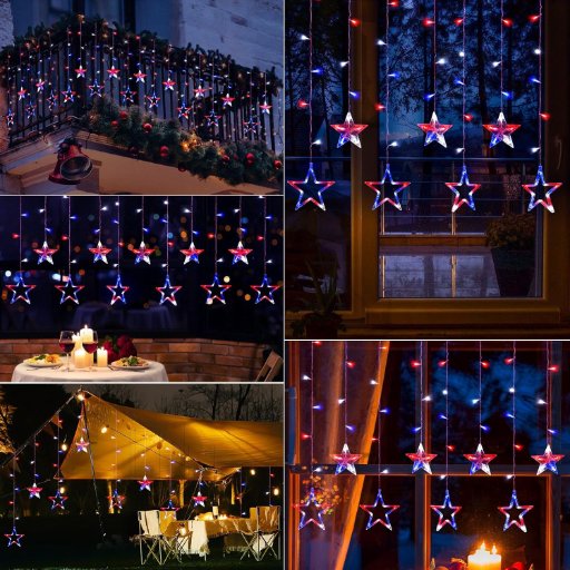 Red, White, and Blue Curtain Lights