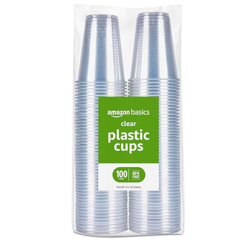 Amazon Basics Disposable Clear Plastic Cups