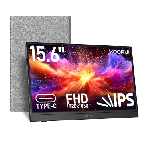 KOORUI 15.6" 1920x1080 FHD IPS Portable Monitor w/ USB-C & HDMI