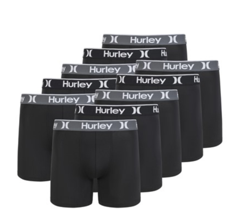 Hurley Men's 10 Pack Solid Boxer Briefs