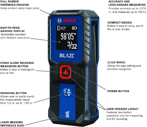 Bosch Blaze Laser Distance Measure (GLM100-23)
