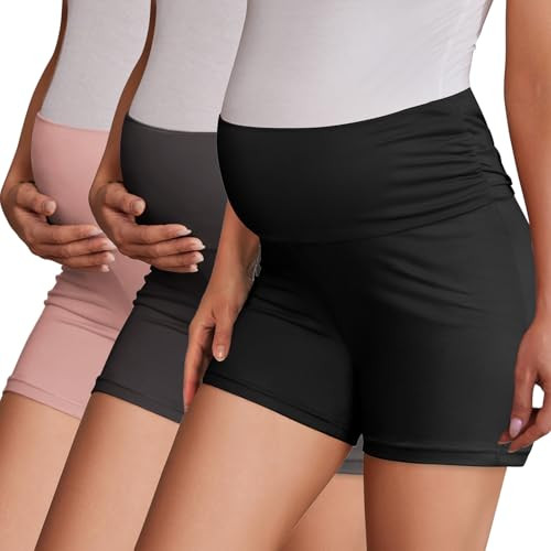 Ekouaer 3 Pack Women's Maternity Shorts