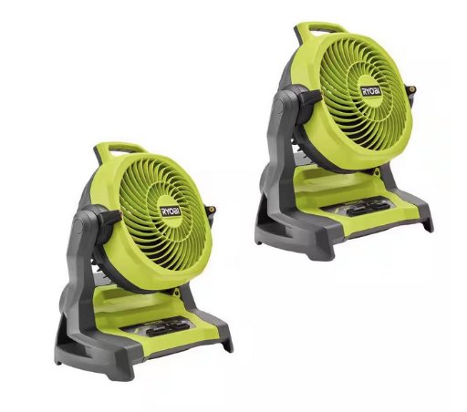 RYOBI ONE+ 18V Cordless 7-1/2 in. Bucket Top Misting Fan 2-Pack (Tools Only)