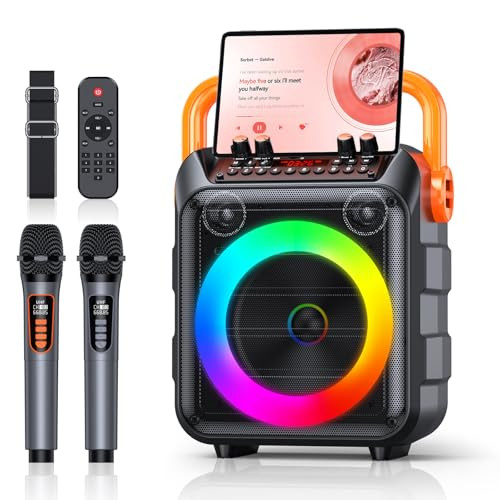 Popomc Karaoke Machine with 2 Wireless Mics