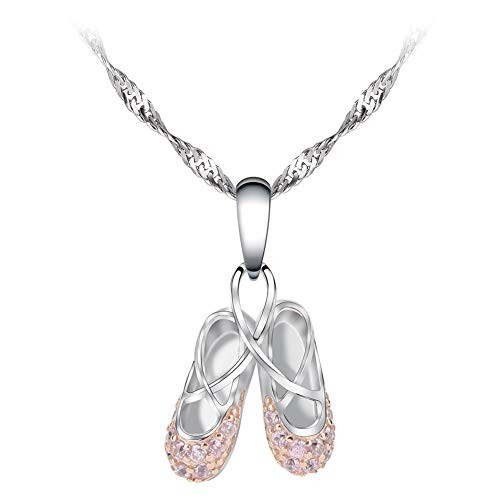 GemsChest Sterling Silver Ballet Slippers Necklace