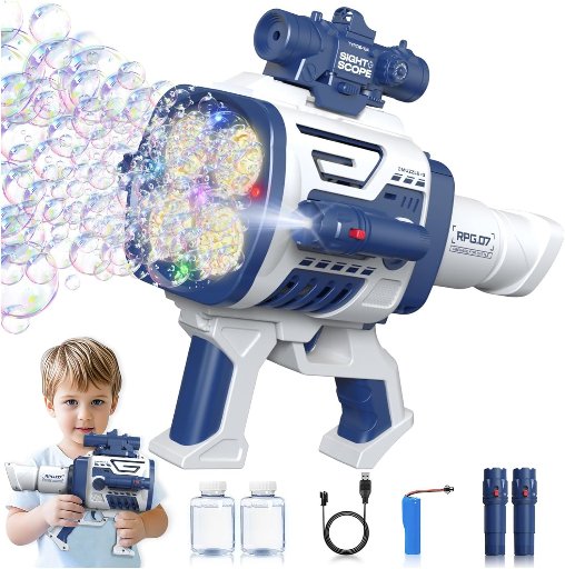 Automatic Refill Bubble Gun for Kids with LED Lights