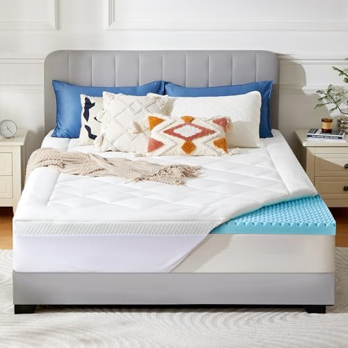 PERLECARE 4 Inch Queen Size Memory Foam Mattress Topper with Cover