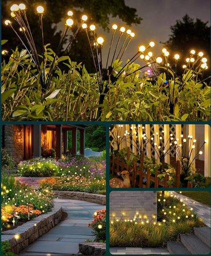 LED Solar Outdoor Firefly Lights - 4 Pack 