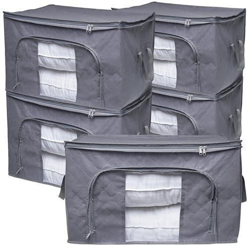 ZOBER Clothes Storage Bins with Lids and Handle, 6 Pack