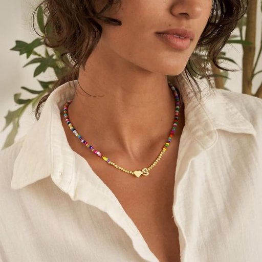 M MOOHAM Heart Initial Choker Necklaces