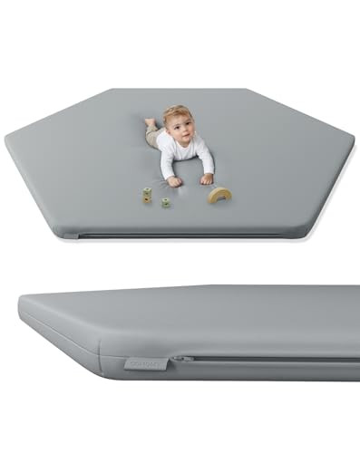 COMOMY 52" x 45" Hexagon Vegan Leather Baby Play Mats