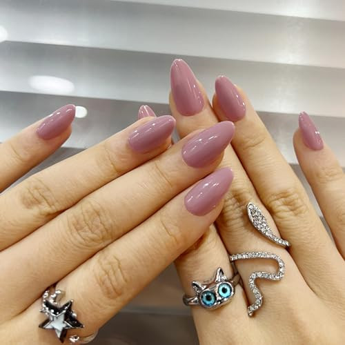 Press On Nails Almond - 30 Nails Kit (Vintage Rose, Short)