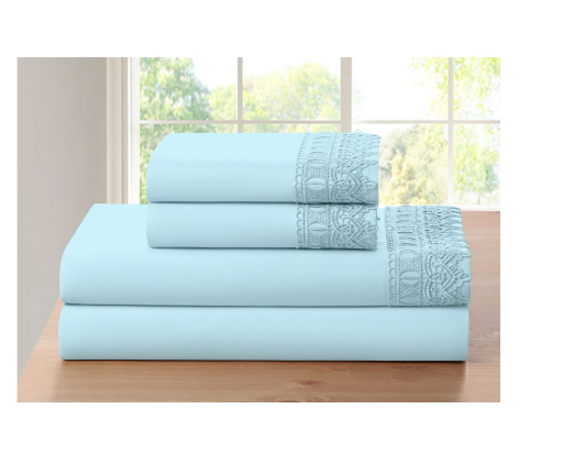 4-Piece Bamboo Lace Crochet Embroidery Sheet Sets- Many Colors