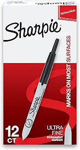 Sharpie Retractable Ultra Fine Black Markers (12 Pack)