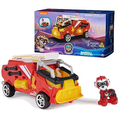 PAW Patrol: The Mighty Movie Firetruck Toy with Marshall Action Figure