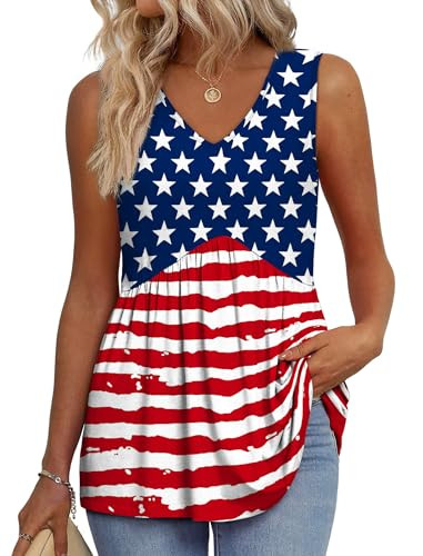 Ofeefan Flowy Peplum V Neck Tank Top