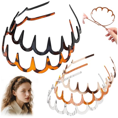 HJKLIUT U-Shape Tooth Hair Comb Headband 5-Pack