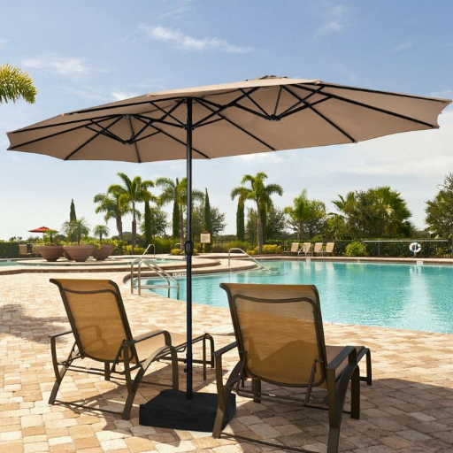 15 Feet Double-Sided Twin Patio Umbrella