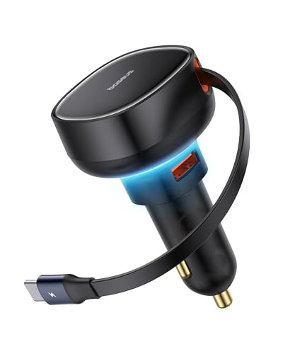 Baseus USB C, 27" Retractable Car Charger