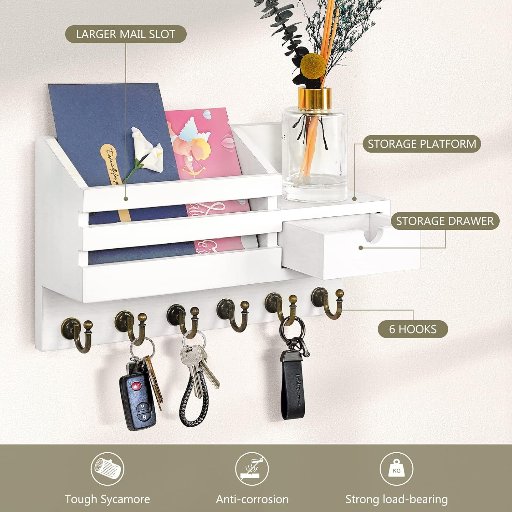 FifthQuarter Wall Mounted Key & Mail Holder