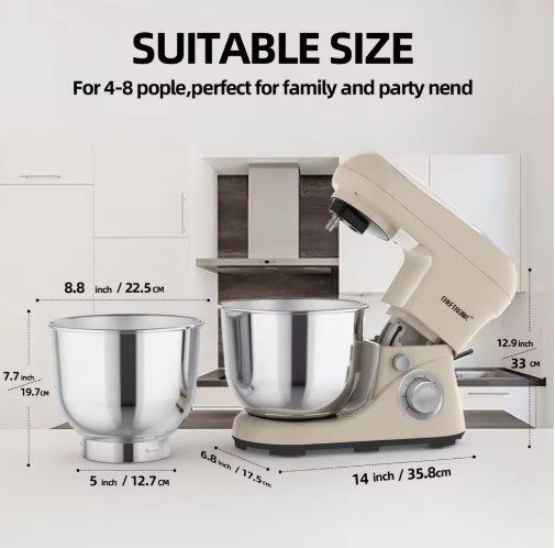 CHEFTRONIC 5Qt Tilt-Head Electric Household Stand Mixer