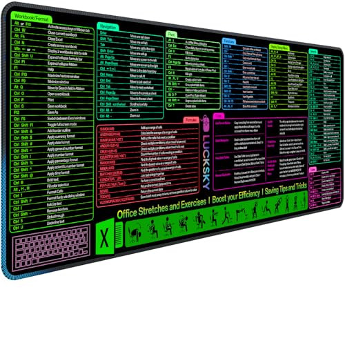LUCKSKY Large Excel Cheat Sheet Desk Pad
