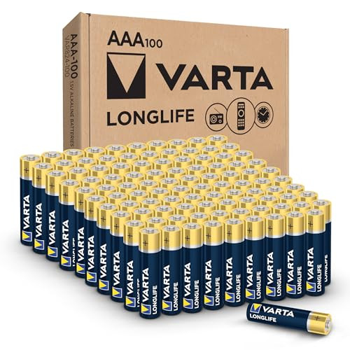 VARTA Longlife Alkaline AAA Batteries, 100 Count