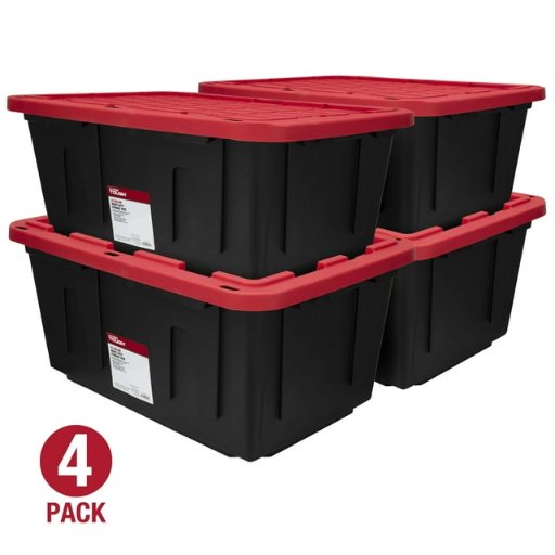 4 Pack of Hyper Tough 27 Gallon Stackable Storage Bin Containers