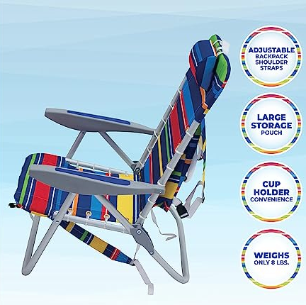 Rio Beach 4-Position Folding Aluminum Backpack Beach Chair
