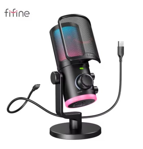 FIFINE USB Gaming Microphone for Streaming and Podcasting