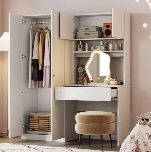 Harper & Bright Designs 2-Door Storage Vanity Wardrobe