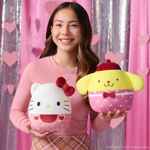 Squishmallows 8" Sanrio Hello Kitty and Pompompurin Valentine Plush 2-Pack
