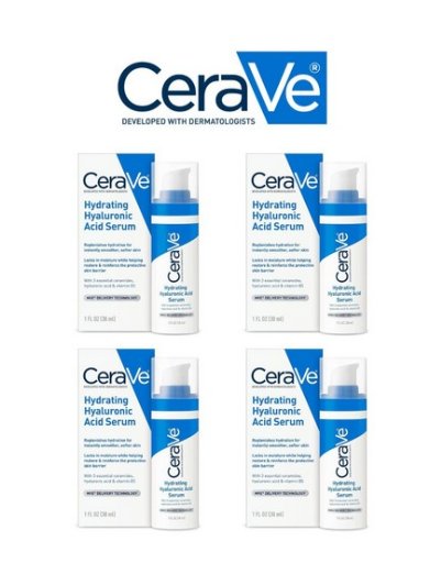 CeraVe Hyaluronic Acid Serum for Face (4-Pack), 1 Fl. Oz.