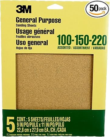 3M Multi-Purpose Sandpaper 5-Sheet Pack
