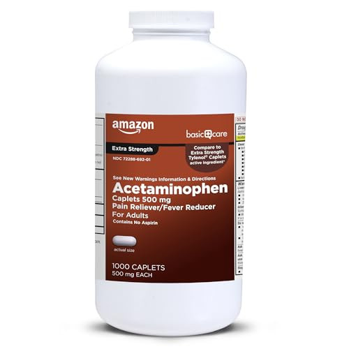 Amazon Basic Care Extra Strength Pain Relief Caplets 1000 Count