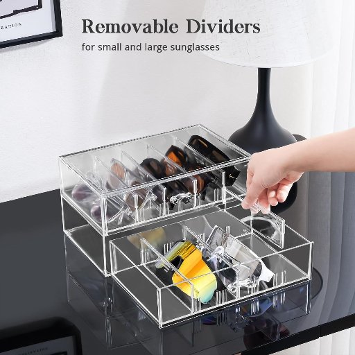 Lolalet 2-Layer Eyeglass Organizer with Removable Dividers