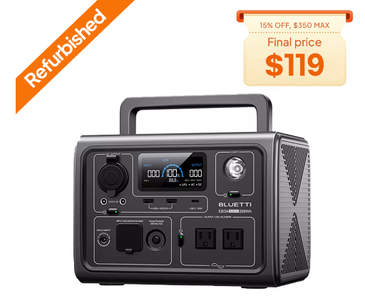 BLUETTI EB3A 600W 268Wh Portable Power Station Refurbished Solar
