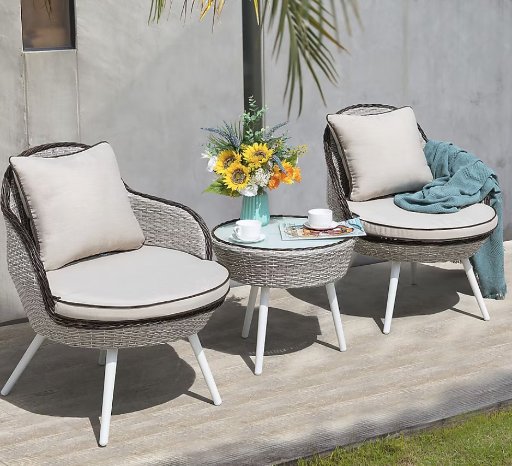 Nuu Garden 5 PC Rattan Bistro Patio Set W/Cushions