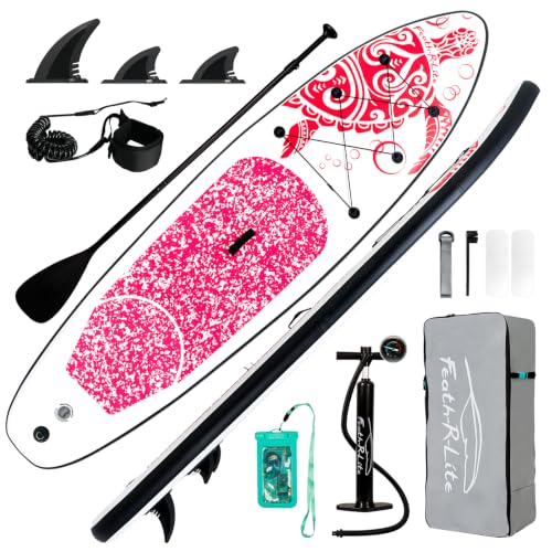 FEATH-R-LITE Inflatable Stand Up Paddle Board w/ Paddle, Pump, Backpack & Accessories