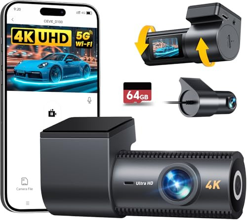 Front and Rear 4K Dash Cam W/ 64GB SD Card 