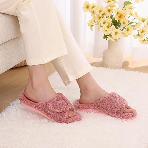 Litfun Women's Fuzzy Orthopedic Slippers