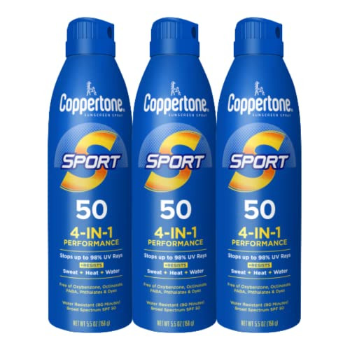 Coppertone Sport Sunscreen Spray SPF 50, 3 Pack