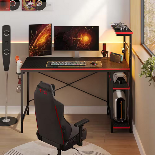 Bestier 44" Computer Desk with RGB LED Lights and Storage Shelves