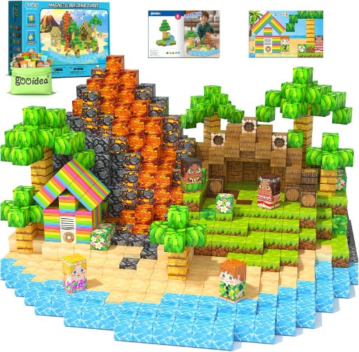120PCS Large 1 inch Magnetic Blocks for Kids - Hawaii Island Adventure Building Set
