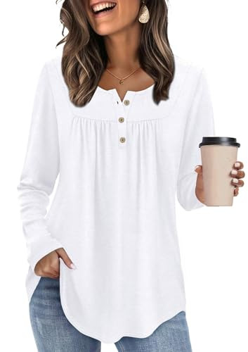 WIHOLL Long Sleeve Crew Neck Tunic Tops