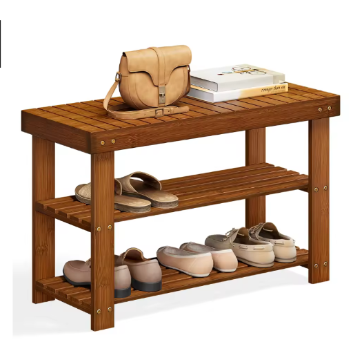 SONGMICS 3-Tier Bamboo Shoe Rack Bench