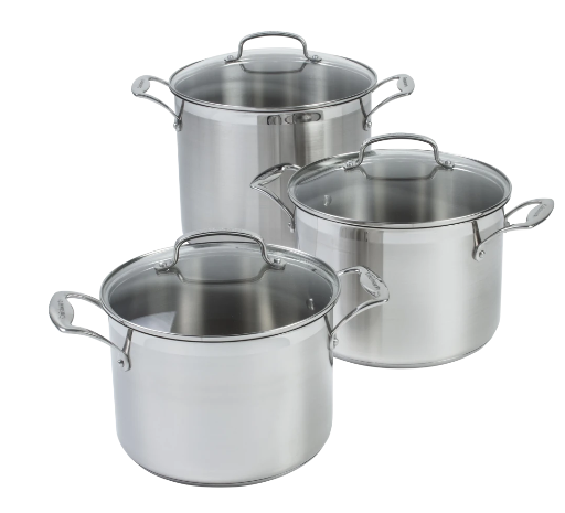 Cuisinart 6-Piece Brushed Stainless Steel Stock Pot Set