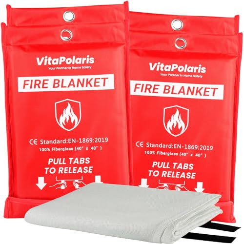 VitaPolaris Heavy Duty Emergency Fire Blankets,  4-Pack